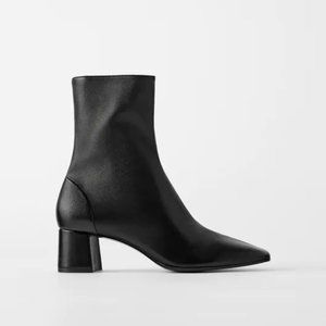 Zara Leather High Heeled Ankle Boots 10